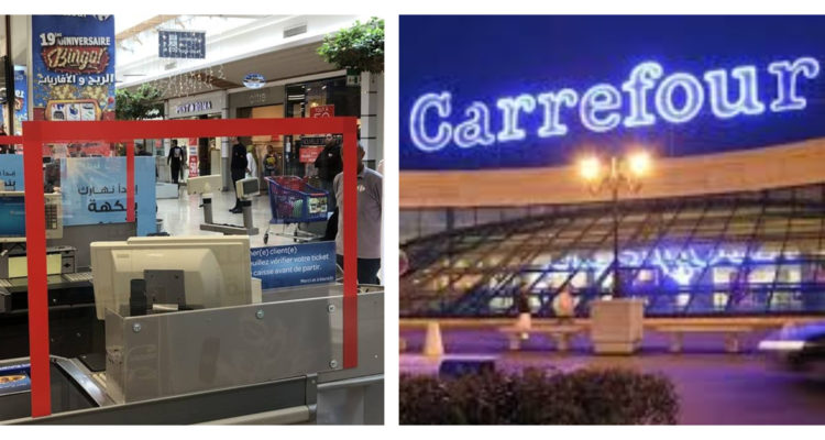 Carrefour installe des protections en plexiglas aux caisses