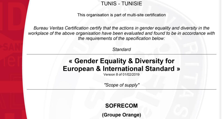 Sofrecom Tunisie obtient le label GEEIS, et confirme sa politique en termes d’égalité professionnelle Femmes – Hommes .