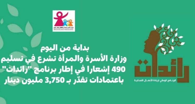 Le ministère de la Famille distribue 3,75 millions de dinars pour soutenir l&rsquo;entrepreneuriat féminin en Tunisie.