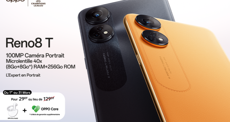 OPPO lance en Tunisie le nouveau smartphone Reno8 T, avec une caméra portrait de 100 MP, un design élégant et une fluidité totale .