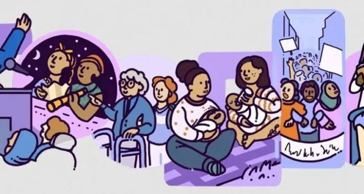 À travers son Doodle, Google célèbre les réussites des femmes et appelle à la lutte contre les inégalités de genre.