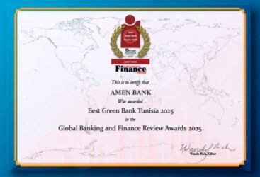 AMEN BANK, consacrée Meilleure Banque Verte en Tunisie pour la deuxième année consécutive